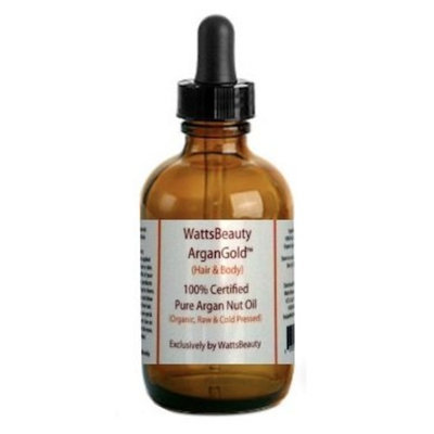 Watts Beauty ArganGold 100% Pure Argan Oil for Hair, Nails, Face & Body - All Natural Virgin Argan Oil Direct From Morocco - 4oz Dropper