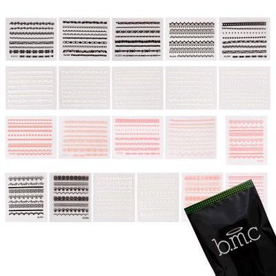 Bundle Monster BMC 21pc Lace Decal Flower Manicure Decoration Style Nail Art Stickers Sheets