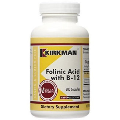 Folinic Acid w/B-12, Hypoallergenic, 200 Capsules
