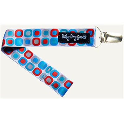 Baby Dry Goods 03019 BlueRedWhite Squares Pacifier Clip