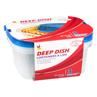 Ahold Containers & Lids Deep Dish - 3 CT