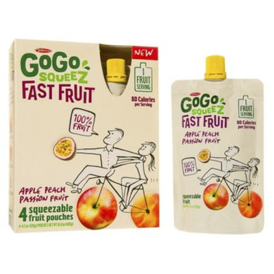 GoGo SQUEEZ FAST FRUIT APPLE PEACH PASSION FRUIT POUCHES