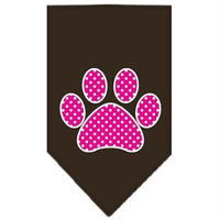 Ahi Pink Swiss Dot Paw Screen Print Bandana Cocoa Large