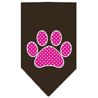 Ahi Pink Swiss Dot Paw Screen Print Bandana Cocoa Large
