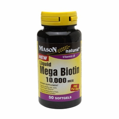 Mason Natural Liquid Mega Biotin 10,000mcg, Softgels, 50 ea
