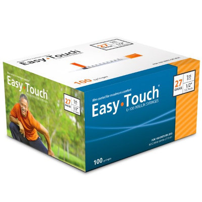 Easytouch U-100 Insulin Syringes For 100 Units Or Less 27 Guage 1 Cc
