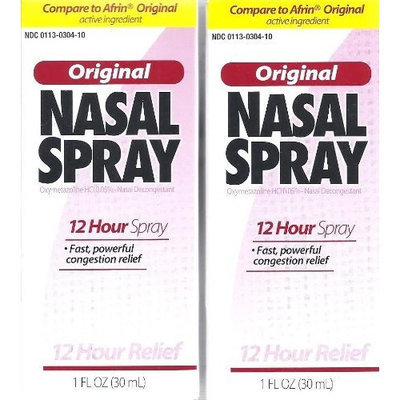 Compare to Afrin Original Perrigo Original Nasal Spray 12 Hour Spray 1 Fl Oz. (30ml) Pack of Two