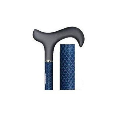Med Aid Corporation Med-Aid Corporation WS-7105DS Soft Derby handle Blue Tripe Wound Carbon Fiber Cane, One Section Straight