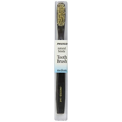 Swissco Tooth Brush Tortoise Natural Bristle, Medium, 3-Count Pack
