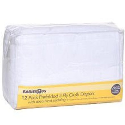 Babies 'R' Us Babies R Us 12- Pack Prefolded 3 Ply Cloth Diapers