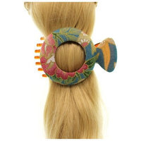 Annie Loto Studios Jewelry Teal Medium Circle Kimono Clip Hair Accessory Style, 1.75 in. - 310A