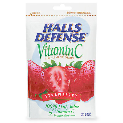 HALLS Defense Strawberry Vitamin C Supplement Drops