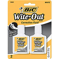 BIC(R) Wite-Out(R) Quick-Dry Correction Fluid, 20 mL Bottles, Pack Of 2