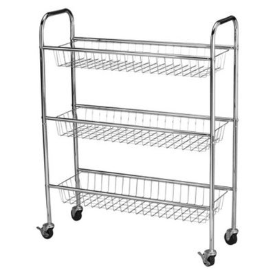 Household Essentials 3 Basket Storage Cart - Silver
