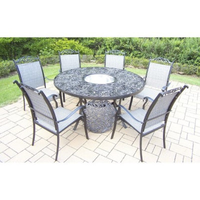 Oakland Living Corp. Cascade 7-Piece Aluminum/Sling Stationary Round Patio Dining