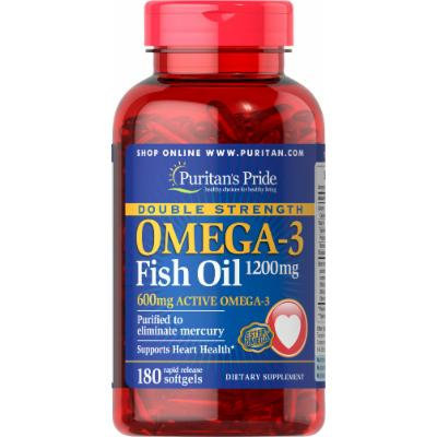Puritan's Pride Double Strength Omega-3 Fish Oil 1200 mg-180 Softgels