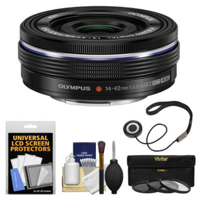 Olympus M.Zuiko 14-42mm f/3.5-5.6 EZ Digital Zoom Lens (Black) with 3 UV/CPL/ND8 Filters + Accessory Kit