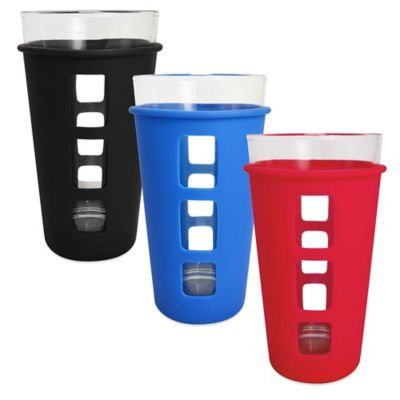 Ecovessel Eco Vessel Vibe Pint Glass with Protective Silicone Sleeve, Red, 16 oz