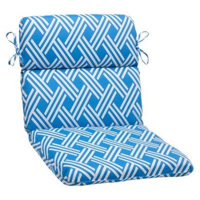 Pillow Perfect Outdoor Rounded Chair Cushion - Blue/White Geometric