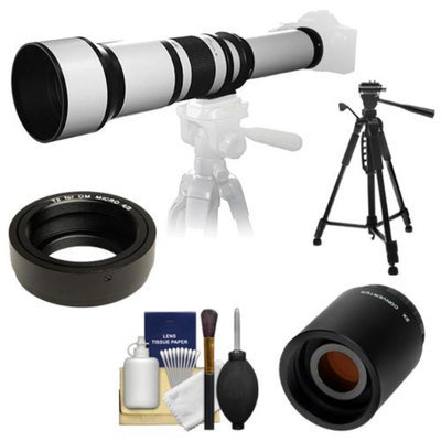 Samyang 650-1300mm f/8-16 Telephoto Lens (White) with 2x Teleconverter (=650-2600mm) + 58