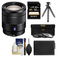 Sony Alpha NEX E-Mount Vario-Tessar T* 16-70mm f/4.0 ZA OSS Zoom Lens with 32GB Card + Battery + Flex Tripod + 3 UV/ND8/CPL Filters + Kit for ILC/NEX Cameras