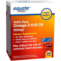 Generic Equate Omega-3 Krill Oil Dietary Supplement Softgels, 350mg, 65 count
