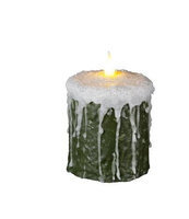 Delighted Home MC-W4FG Hand-Waxed Battery-Operated 4 in. Frosted Green MC Pillar