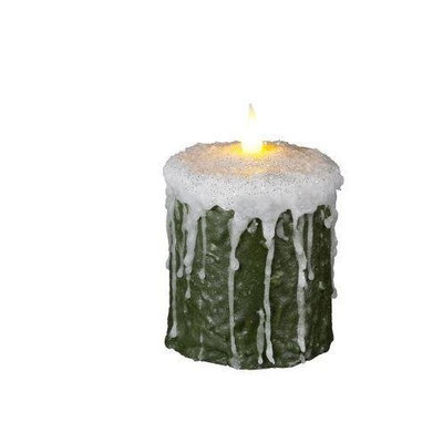Delighted Home MC-W4FG Hand-Waxed Battery-Operated 4 in. Frosted Green MC Pillar