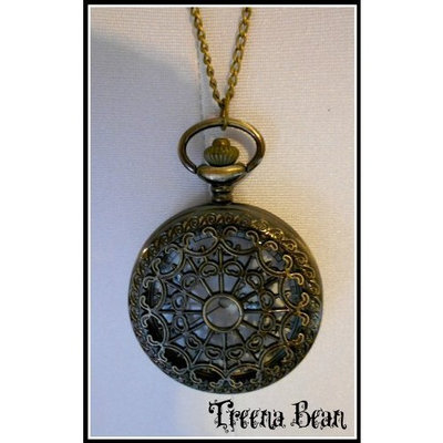 Treena Bean Retro Brass Pocket Watch Necklace