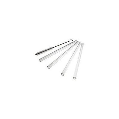 Glass Dharma Simple Elegance 5 Piece 9.5mm 8 Inch Glass Straws with Brush Set