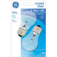 General Electric GE 60W Ceiling Fan A15 Clear Regular Base Bulb, 2-Pack