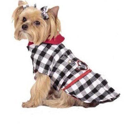 Max's Closet Buffalo Plaid Dog Coat in Black/White Size: XSmall