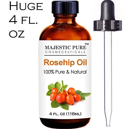 Majestic Pure Rosehip Oil 100% Pure, Certified Organic Cold Pressed Premium Rose Hip Seed Oil for Face, Skin, Nails & Hair, 4 fl. oz.