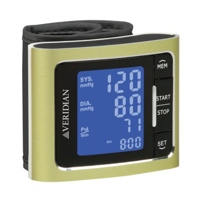 Veridian Healthcare Metallic Style Wrist Blood Pressure Monitor, Green, 1 ea