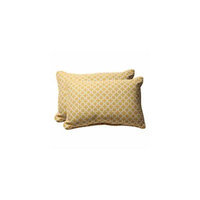 Pillow Perfect Outdoor 2-Piece Rectangular Toss Pillow Set - Yellow/White Geometric