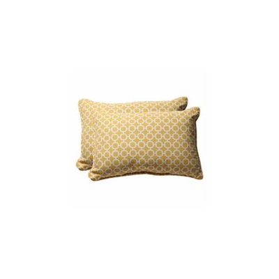 Pillow Perfect Outdoor 2-Piece Rectangular Toss Pillow Set - Yellow/White Geometric