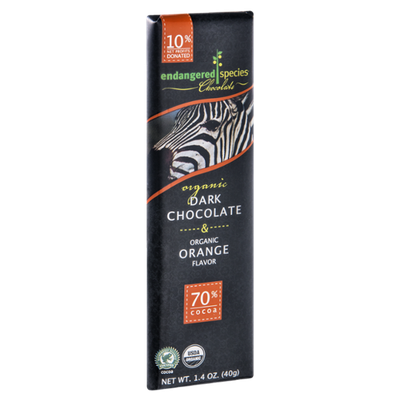 Endangered Species Chocolate Dark Chocolate & Orange Bar Organic - Zebra