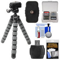 Precision Design PD-T14 Flexible Compact Camera Mini Tripod with Quick Release + Card Reader + Accessory Kit