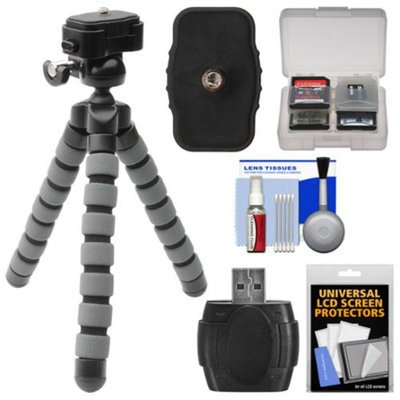 Precision Design PD-T14 Flexible Compact Camera Mini Tripod with Quick Release + Card Reader + Accessory Kit
