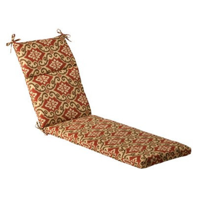 Pillow Perfect Outdoor Chaise Lounge Cushion - Tan/Orange Geometric