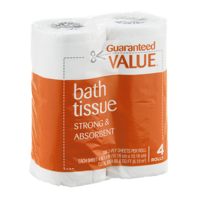 Guaranteed Value Bath Tissue Strong & Absorbent - 4 CT