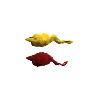 Iconic Pet 15784 Big Long Hair Fur Mice Fun Toys For Small Cats And Kittens - 2 Pack - Assorted