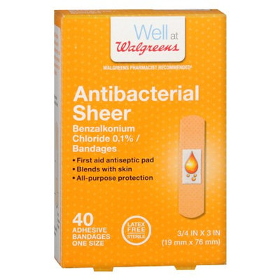 Walgreens Antibacterial Sheer Adhesive Bandages, 40 ea
