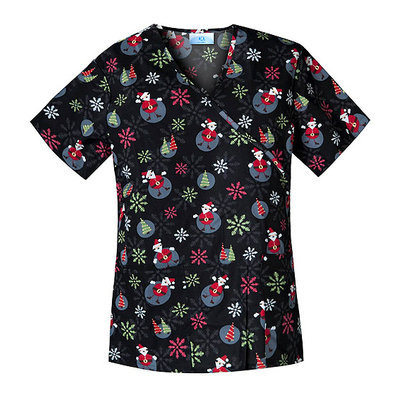 Simply Basic Snowflake Santa Print Top