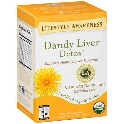 Tadin Lifestyle Awareness Dandy Liver Detox Herbal Tea Supplement Tea Bags, 20 count, 1.05 oz