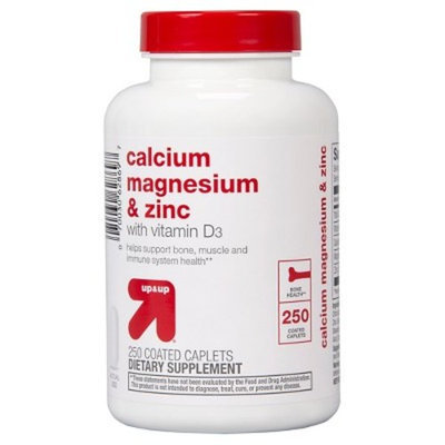 Calcium Magnesium & Zinc Coated Caplets - 250 Count - up & upâ¢