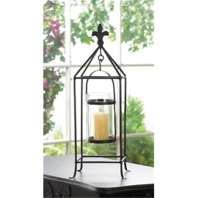 Zingz & Thingz 57071108 Black Fleur-De-Lis Framed Candle Stand