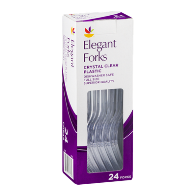 Ahold Elegant Forks Crystal Clear Plastic - 24 CT