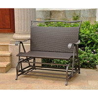 International Caravan Valencia Wicker/Iron Patio Double Glider - Brown