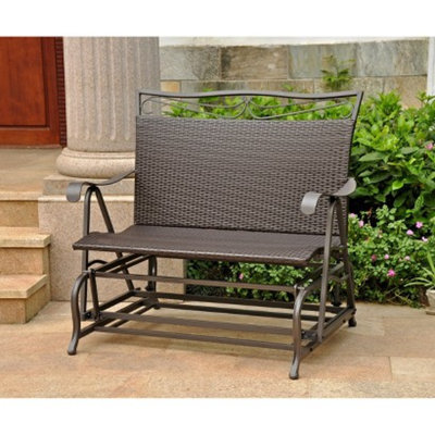 International Caravan Valencia Wicker/Iron Patio Double Glider - Brown